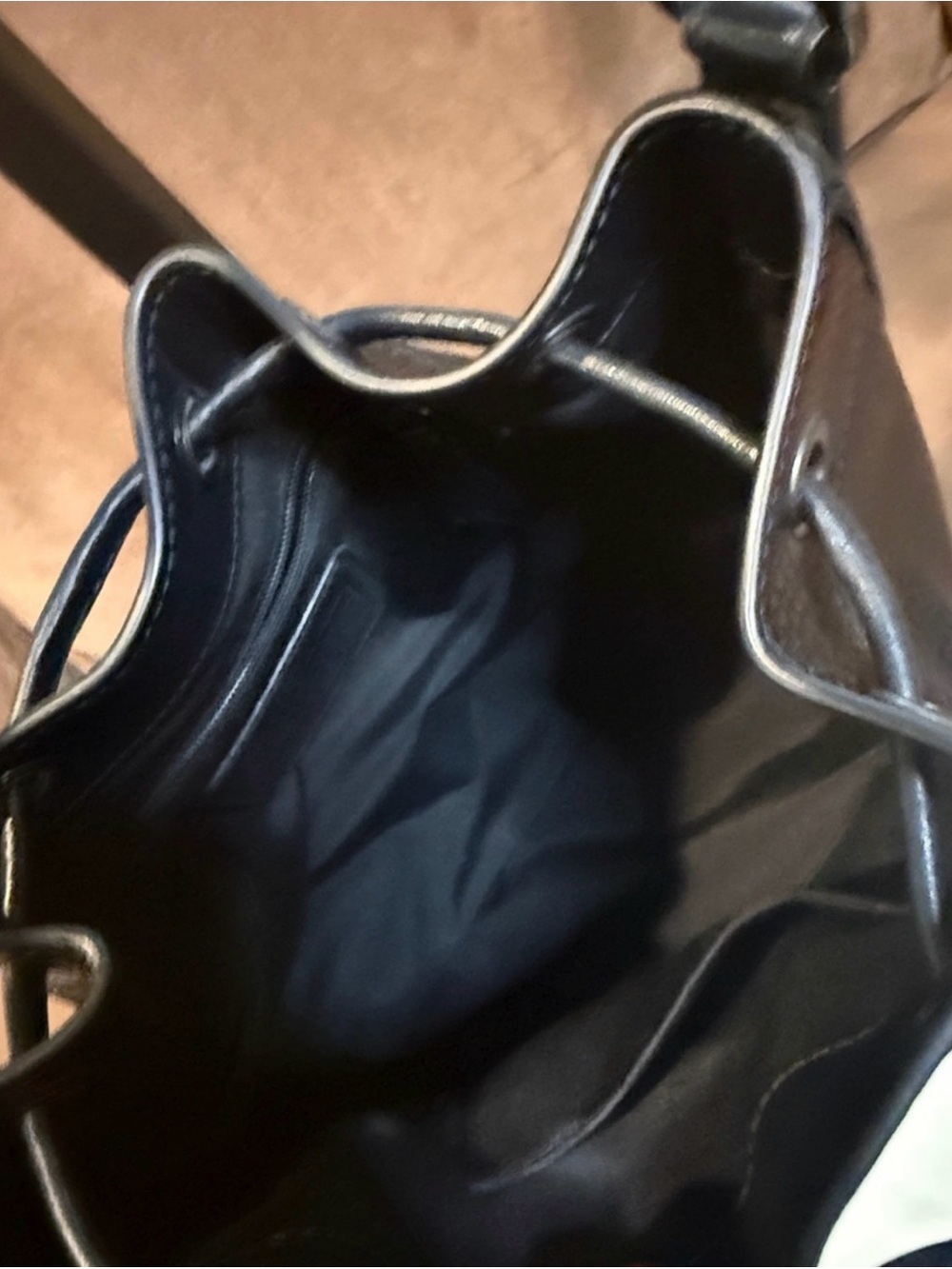 Coach Black Textured Leather Drawstring Shoulder Bag Baby Mickie F36215 - Picture 3 of 7